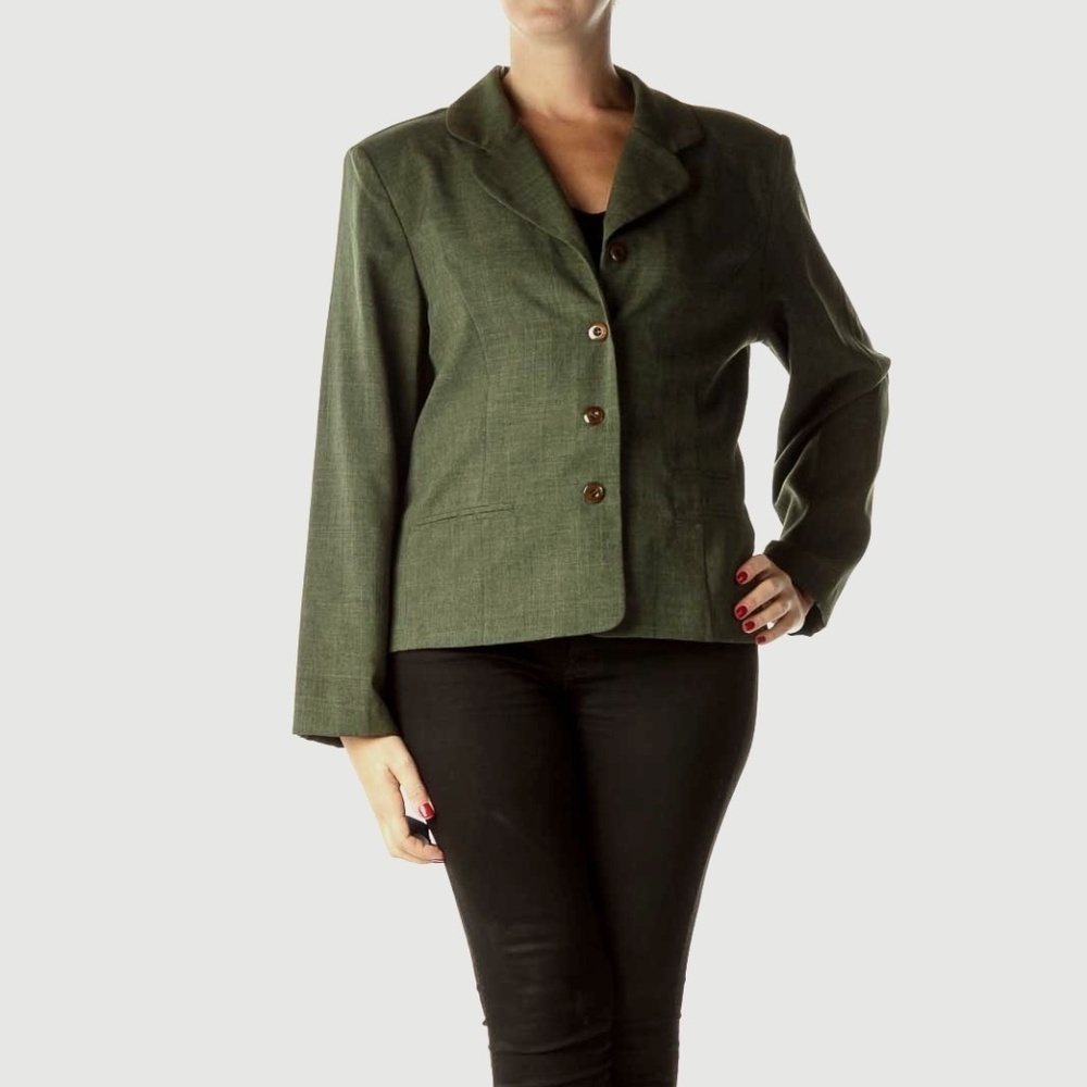SAG HARBOR Green Textured Suit Jacket